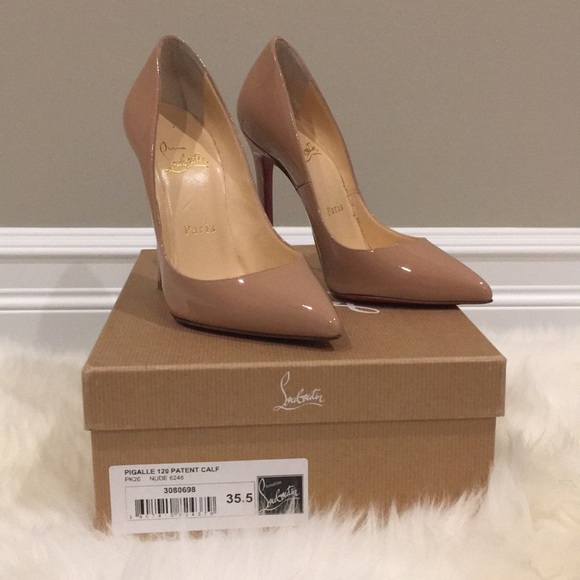 Christian Louboutin Shoes - Christian Louboutin Pigalle 120 Patent Nude Shoes